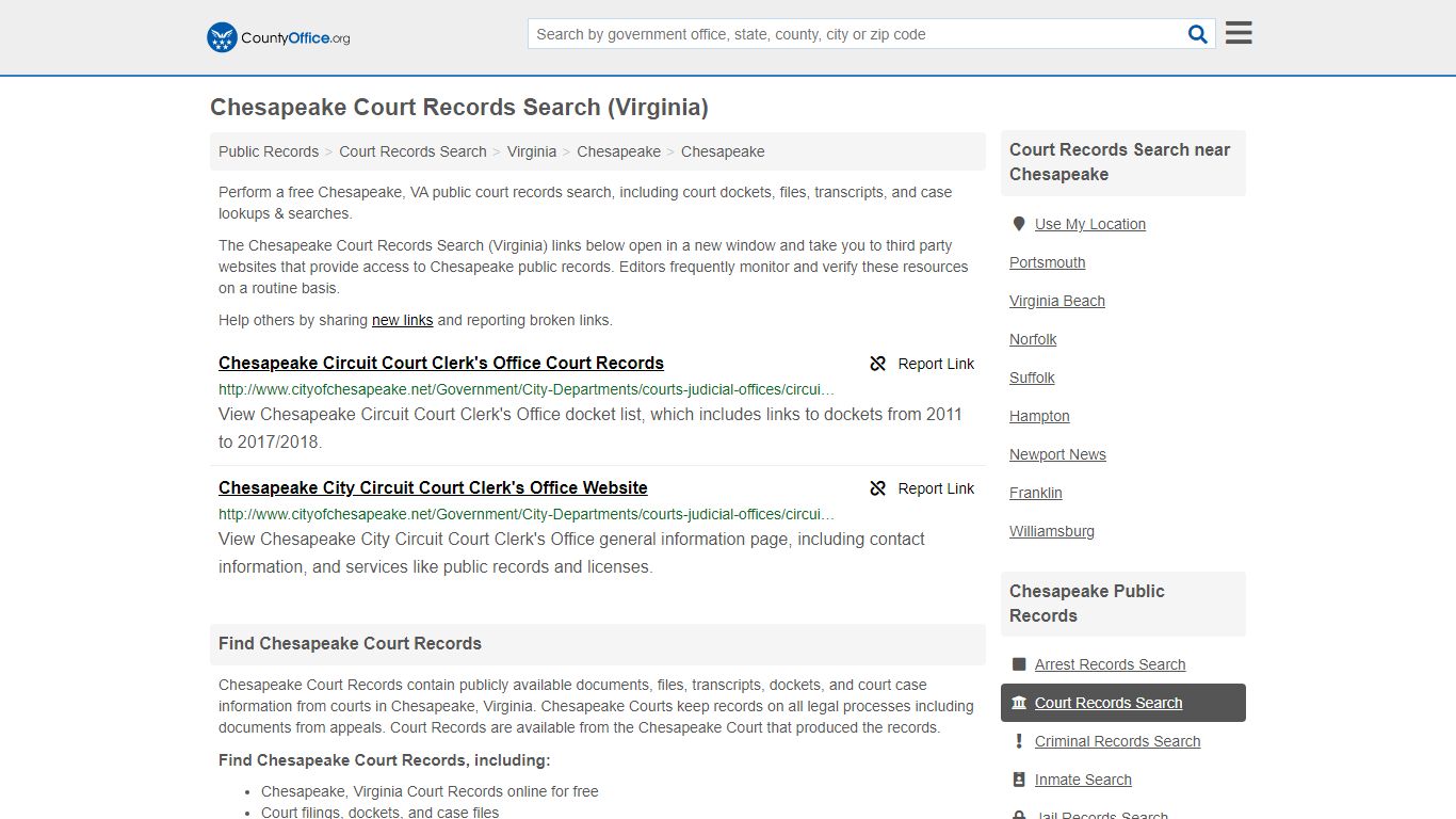 Court Records Search - Chesapeake, VA (Adoptions, Criminal ...